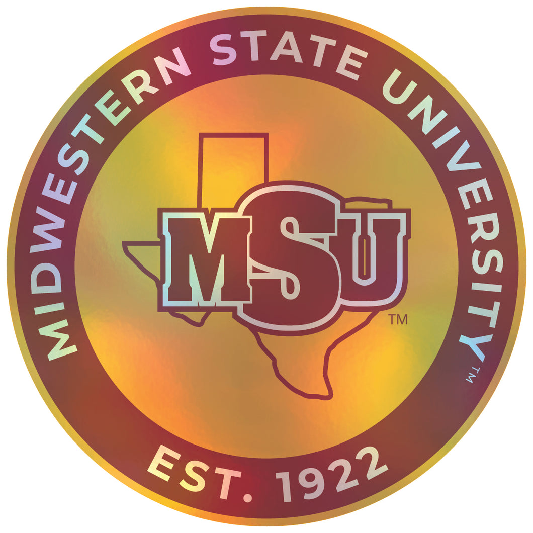 Midwestern State University Mustangs 3-Inch Holographic Vinyl Decal Sticker Officially Licensed Collegiate Product Single