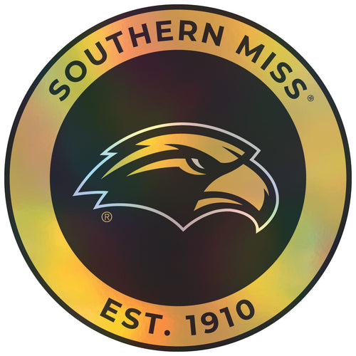 Southern Mississippi Golden Eagles 4-Inch Holographic Vinyl Decal Sticker Officially Licensed Collegiate Product 4-Pack