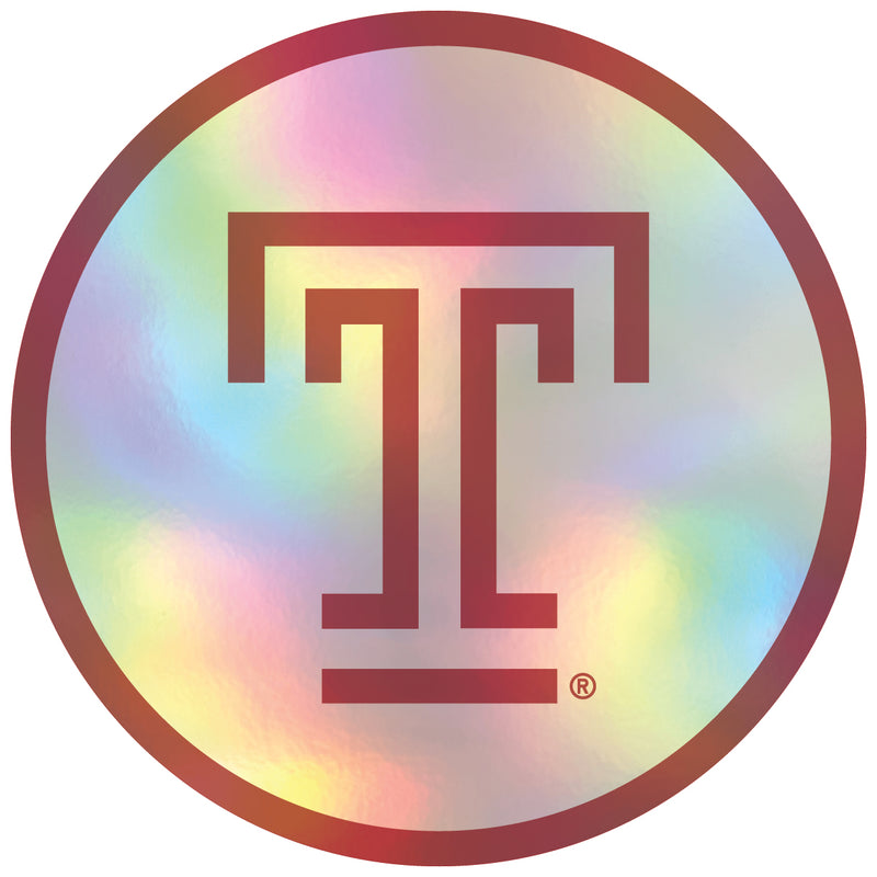 Temple University 4-Inch Holographic Vinyl Decal Sticker Officially Licensed Collegiate Product 4-Pack