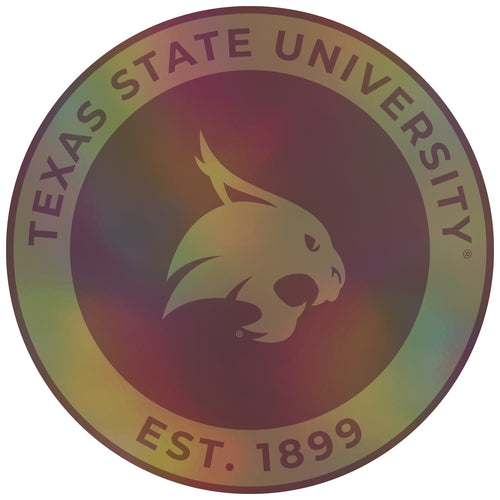Texas State Bobcats 3-Inch Holographic Vinyl Decal Sticker Officially Licensed Collegiate Product 4-Pack