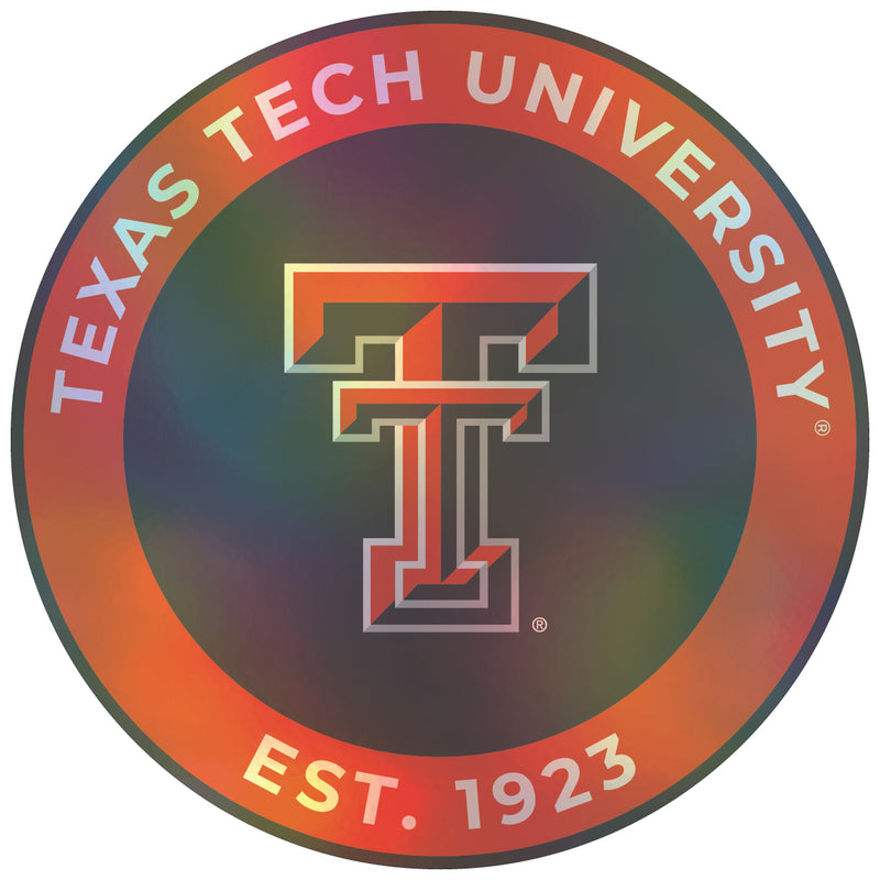 Texas Tech Red Raiders 4-Inch Holographic Vinyl Decal Sticker Officially Licensed Collegiate Product 4-Pack