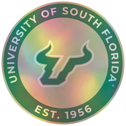 South Florida Bulls 8-Inch Holographic Vinyl Decal Sticker Officially Licensed Collegiate Product 4-Pack