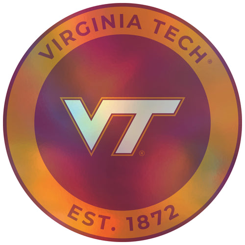 Virginia Tech Hokies 6-Inch Holographic Vinyl Decal Sticker Officially Licensed Collegiate Product 4-Pack