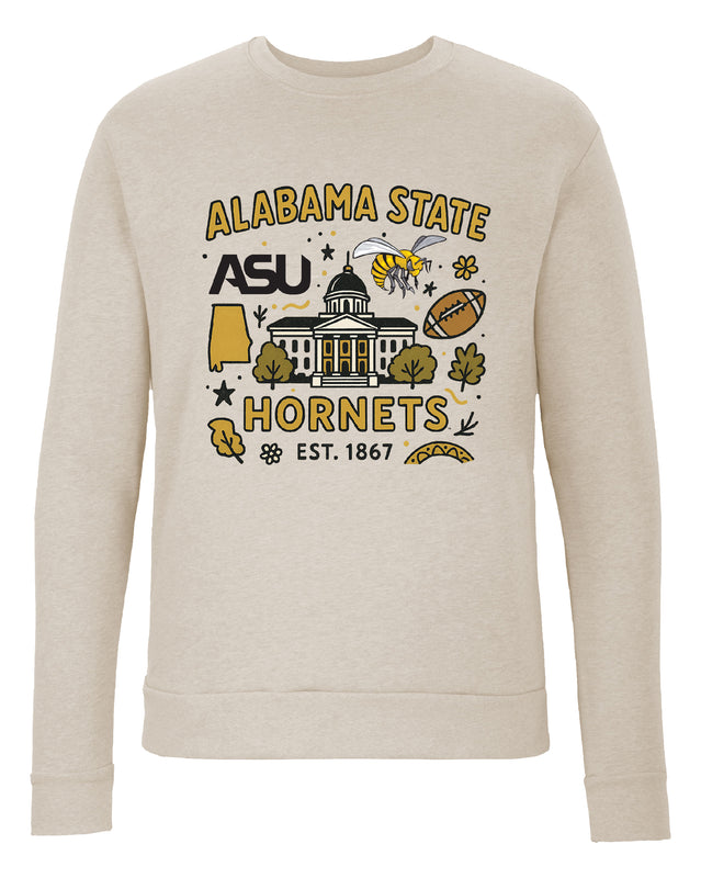 Alabama State University Sweatshirt with Medley Design – Officially Licensed Crewneck Pullover Large Front