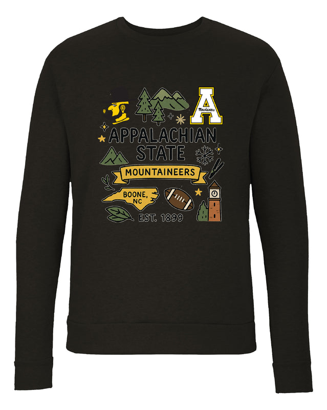 Appalachian State Sweatshirt with Medley Design – Officially Licensed Crewneck Pullover Large Front