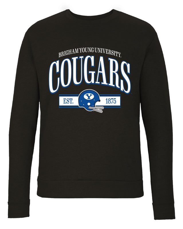 Brigham Young Cougars Sweatshirt with Mascot Graphics – Officially Licensed Crewneck Pullover Large Front