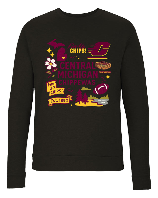 Central Michigan University Sweatshirt with Medley Design – Officially Licensed Crewneck Pullover Large Front
