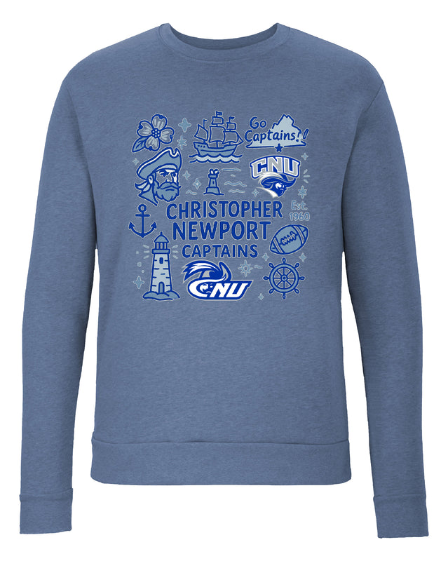 Christopher Newport Captains Sweatshirt with Medley Design – Officially Licensed Crewneck Pullover Large Front