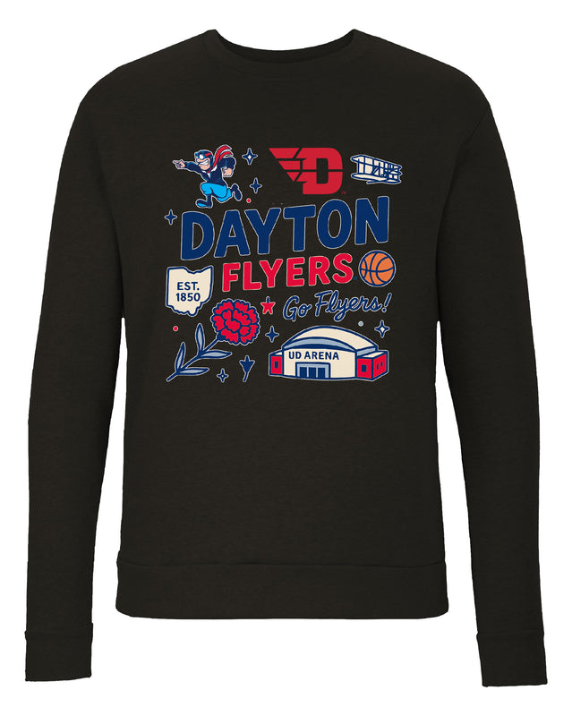 Dayton Flyers Sweatshirt with Medley Design – Officially Licensed Crewneck Pullover Large Front