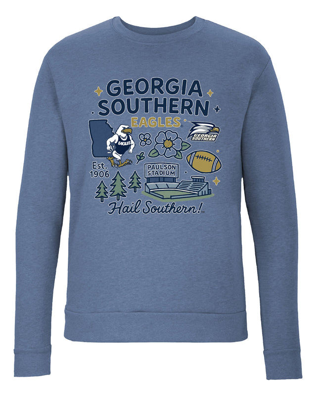 Georgia Southern Eagles Sweatshirt with Medley Design – Officially Licensed Crewneck Pullover Large Front