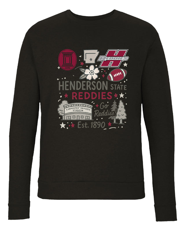 Henderson State Reddies Sweatshirt with Medley Design – Officially Licensed Crewneck Pullover Large Front