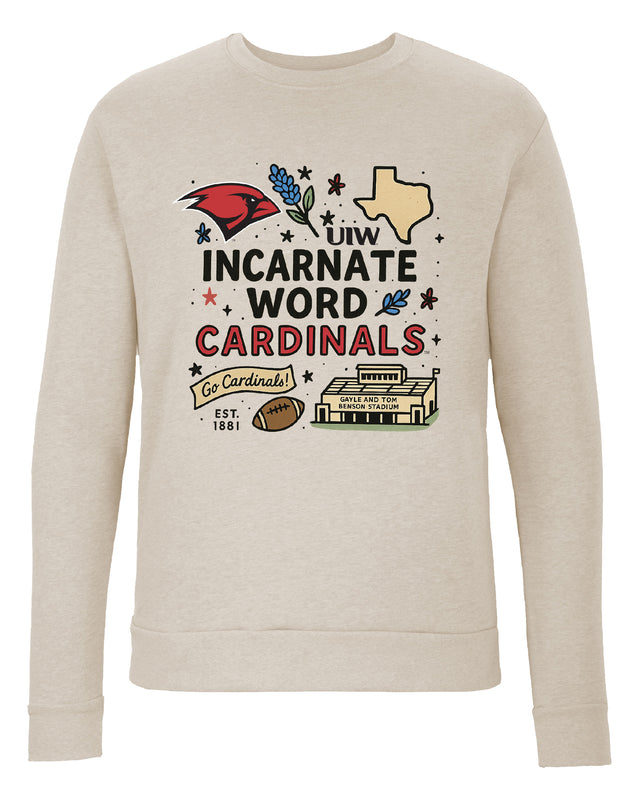 Incarnate Word Cardinals Sweatshirt with Medley Design – Officially Licensed Crewneck Pullover Large Front