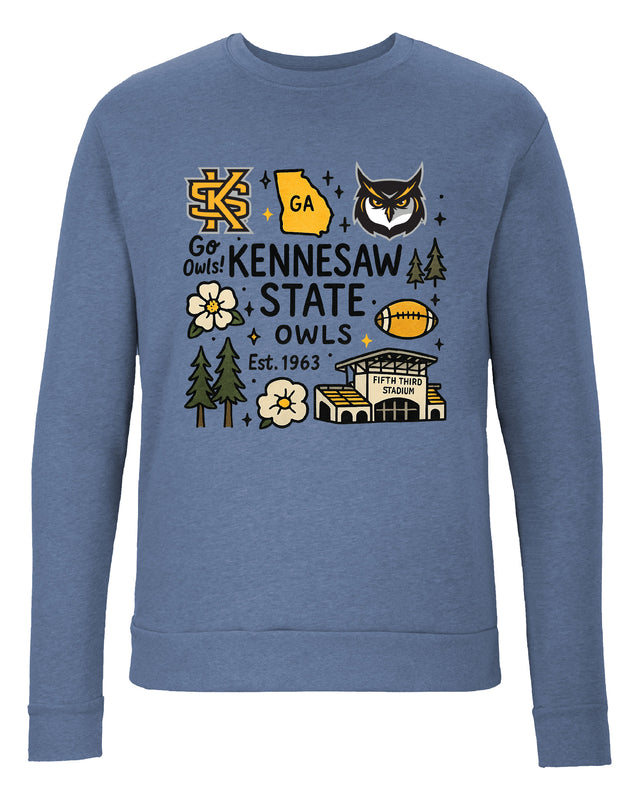 Kennesaw State University Sweatshirt with Medley Design – Officially Licensed Crewneck Pullover Large Front