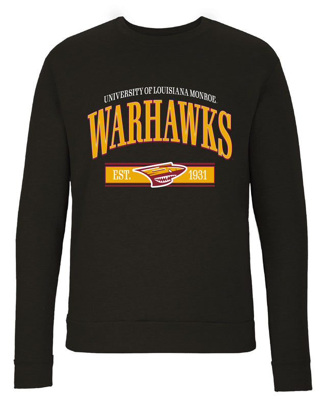 University of Louisiana Monroe Sweatshirt with Mascot Graphics – Officially Licensed Crewneck Pullover Large Front