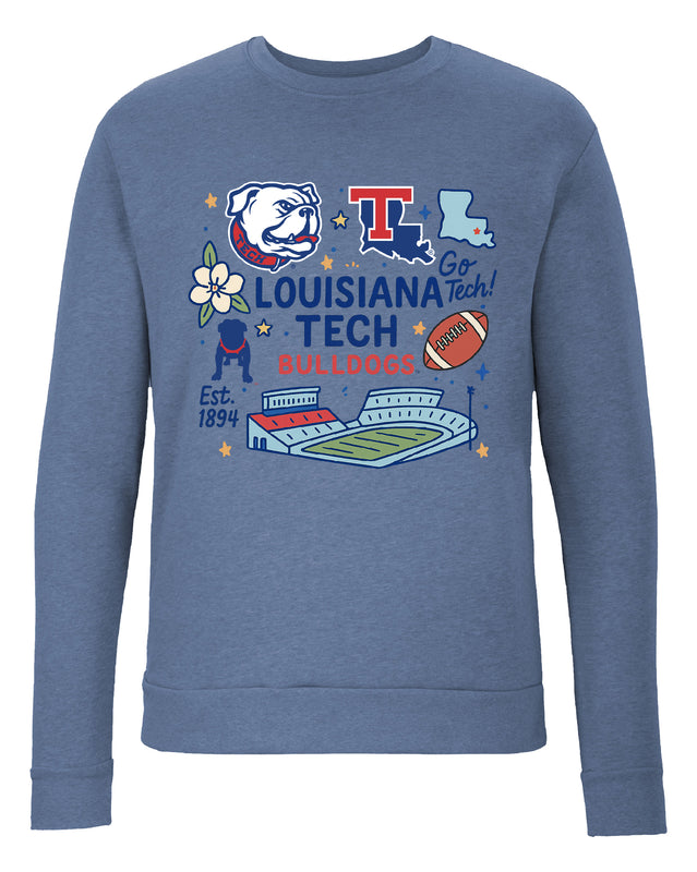 Louisiana Tech Bulldogs Sweatshirt with Medley Design – Officially Licensed Crewneck Pullover Large Front