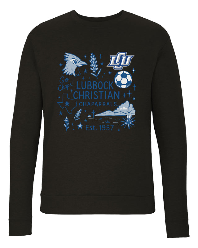 Lubbock Christian University Chaparral Sweatshirt with Medley Design – Officially Licensed Crewneck Pullover Large Front