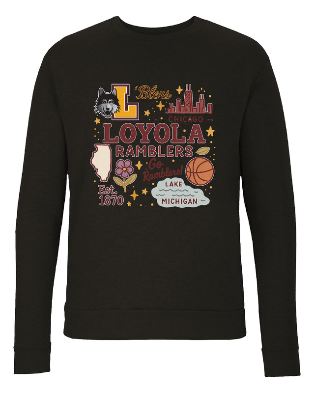 Loyola University Ramblers Sweatshirt with Medley Design – Officially Licensed Crewneck Pullover Large Front