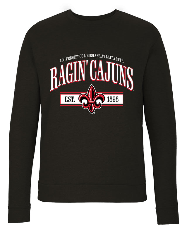 Louisiana at Lafayette Ragin' Cajuns Sweatshirt with Mascot Graphics – Officially Licensed Crewneck Pullover Large Front