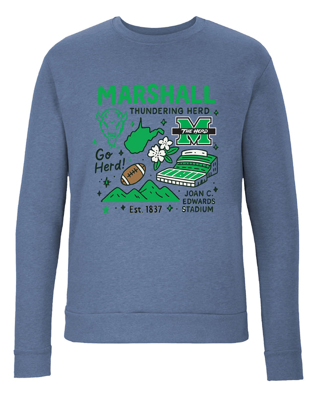 Marshall Thundering Herd Sweatshirt with Medley Design – Officially Licensed Crewneck Pullover Large Front