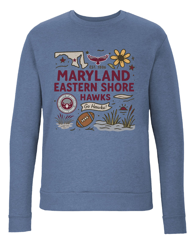 Maryland Eastern Shore Sweatshirt with Medley Design – Officially Licensed Crewneck Pullover Large Front
