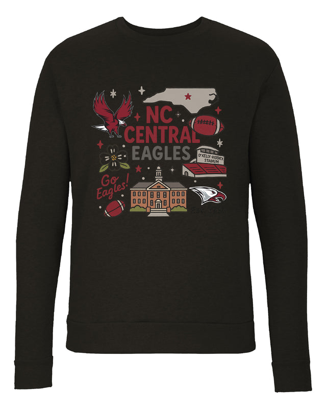 North Carolina Central Eagles Sweatshirt with Medley Design – Officially Licensed Crewneck Pullover Large Front