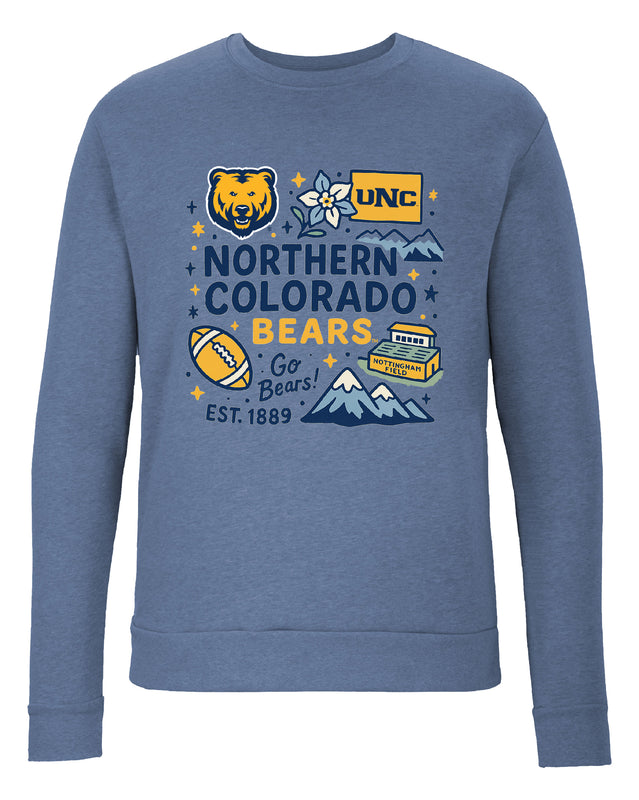 Northern Colorado Bears Sweatshirt with Medley Design – Officially Licensed Crewneck Pullover Large Front