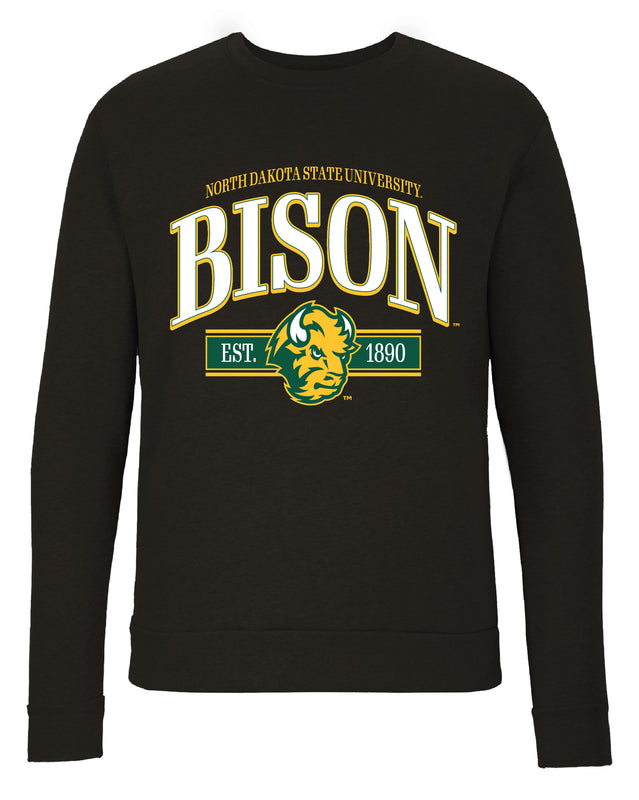 North Dakota State Bison Sweatshirt with Mascot Graphics – Officially Licensed Crewneck Pullover Large Front