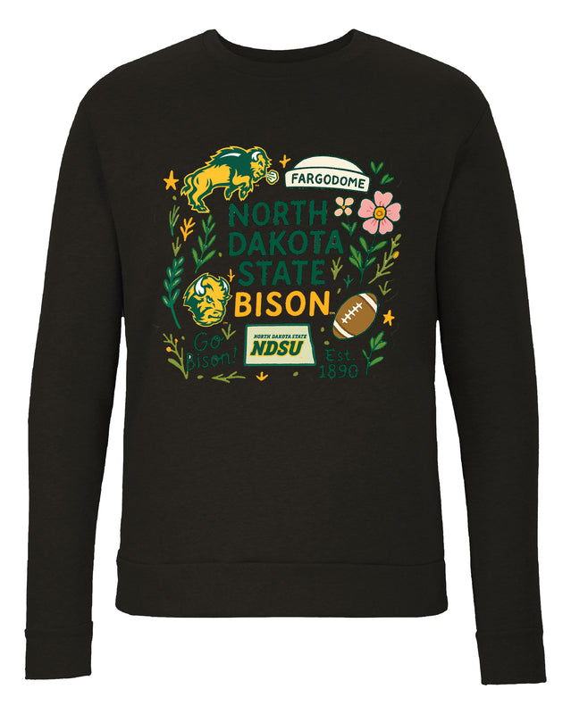 North Dakota State Bison Sweatshirt with Medley Design – Officially Licensed Crewneck Pullover Large Front