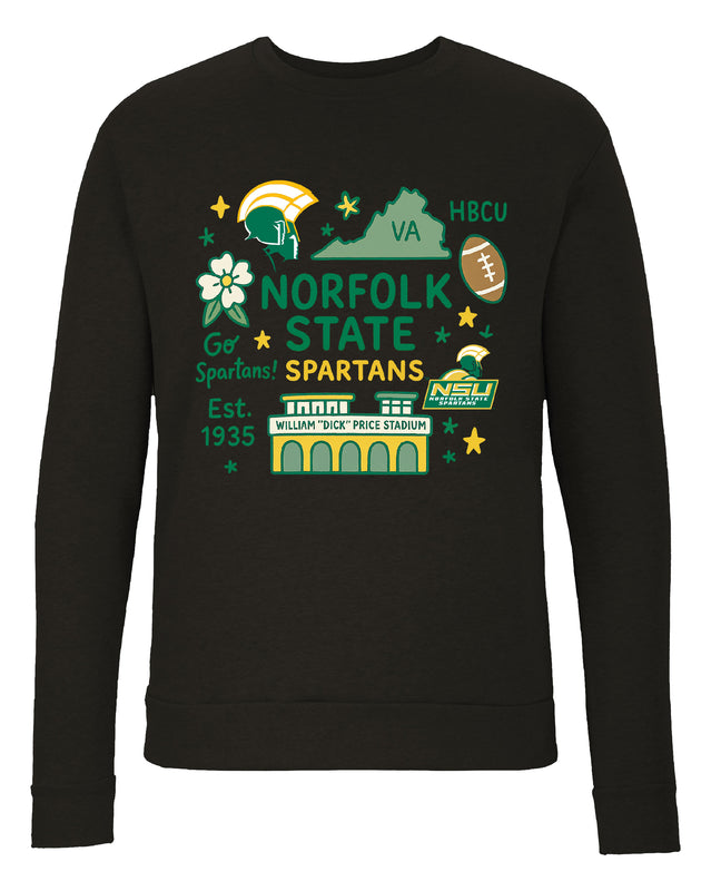 Norfolk State University Sweatshirt with Medley Design – Officially Licensed Crewneck Pullover Large Front