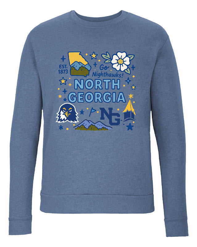 North Georgia Nighthawks Sweatshirt with Medley Design – Officially Licensed Crewneck Pullover Large Front