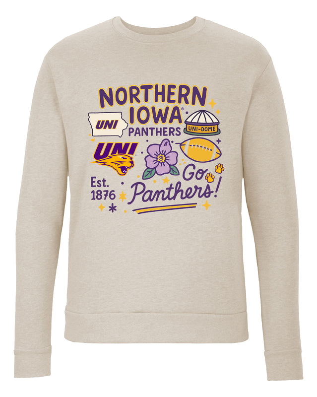 Northern Iowa Panthers Sweatshirt with Medley Design – Officially Licensed Crewneck Pullover Large Front