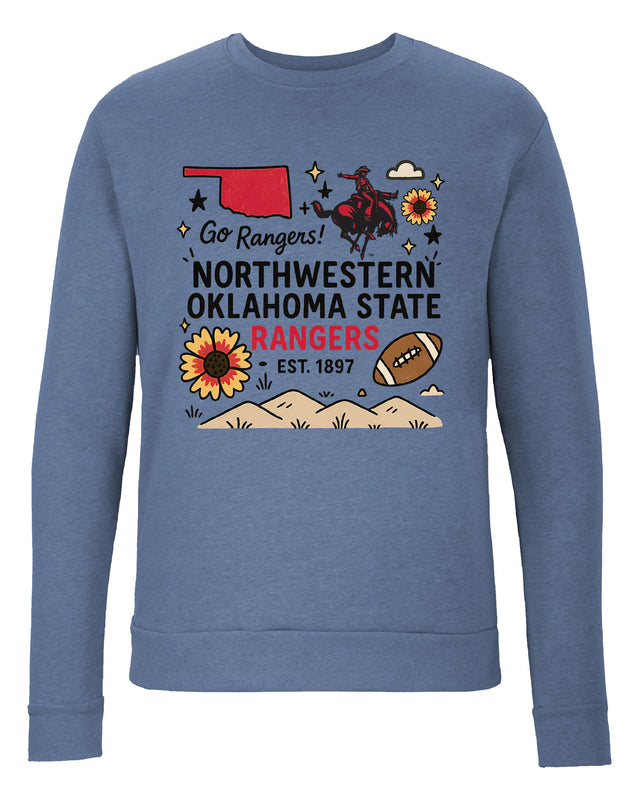 Northwestern Oklahoma State University Sweatshirt with Medley Design – Officially Licensed Crewneck Pullover Large Front