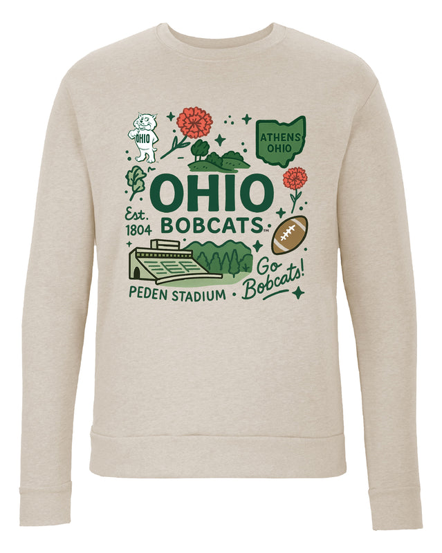 Ohio University Sweatshirt with Medley Design – Officially Licensed Crewneck Pullover Large Front