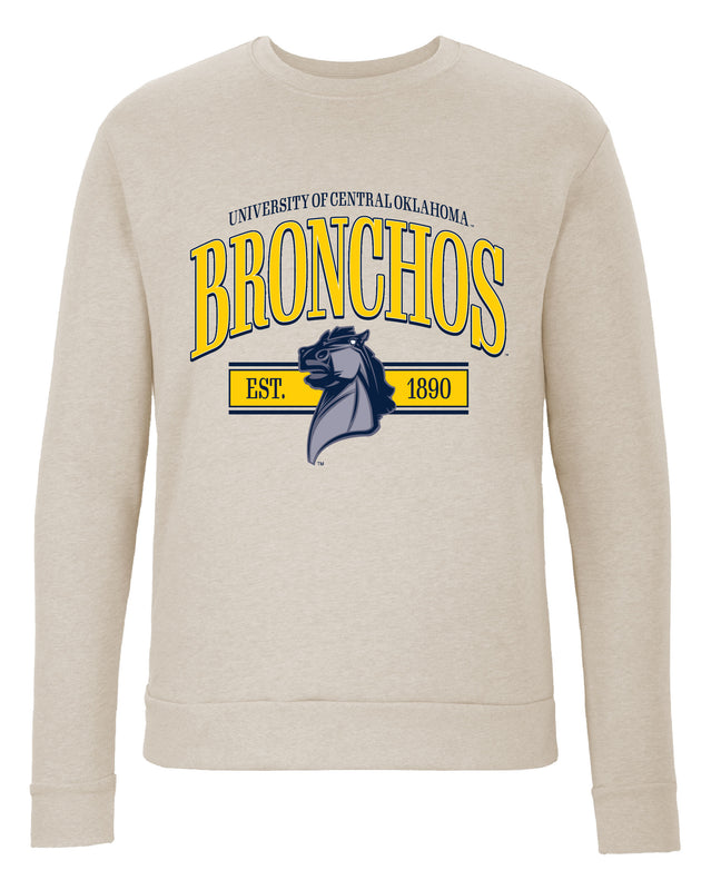 University of Central Oklahoma Bronchos Sweatshirt with Large Front Mascot Graphics – Officially Licensed Crewneck Pullover