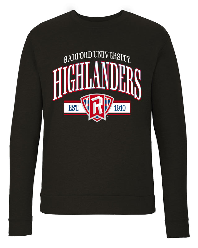 Radford University Highlanders Sweatshirt with Mascot Graphics – Officially Licensed Crewneck Pullover Large Front