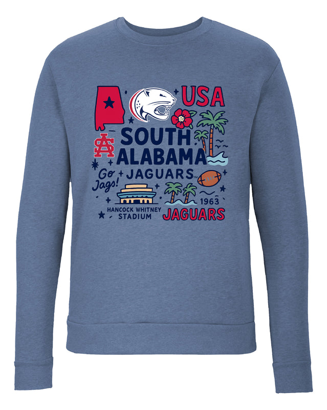 University of South Alabama Sweatshirt with Medley Design – Officially Licensed Crewneck Pullover Large Front