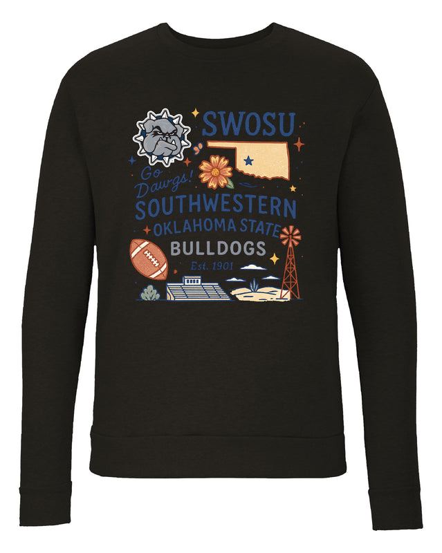 Southwestern Oklahoma State University Sweatshirt with Medley Design – Officially Licensed Crewneck Pullover Large Front