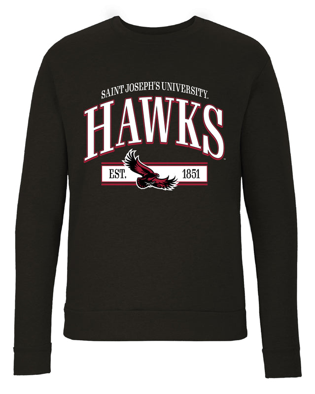 Saint Joseph's University Hawks Sweatshirt with Mascot Graphics – Officially Licensed Crewneck Pullover Large Front