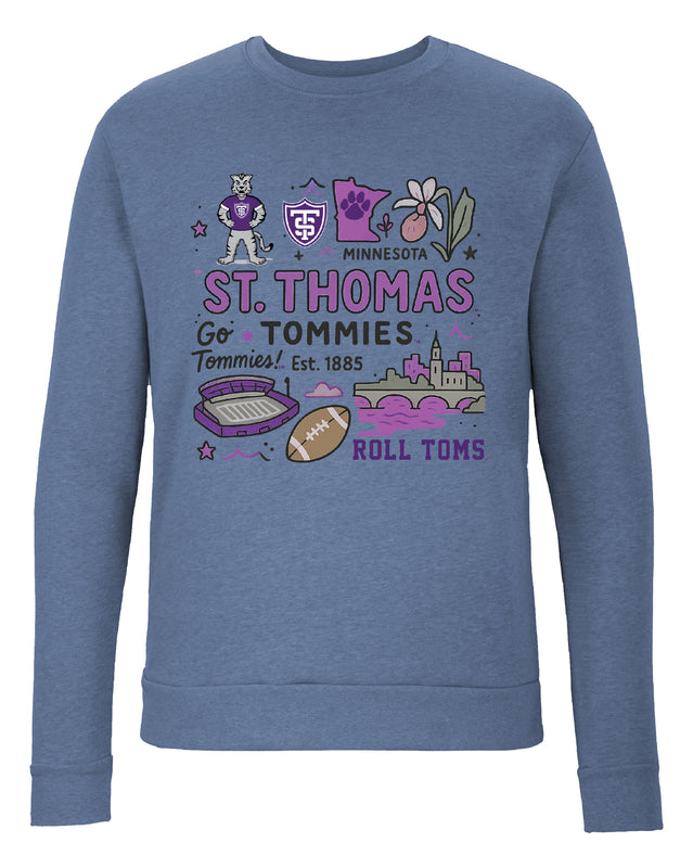 University of St. Thomas Sweatshirt with Medley Design – Officially Licensed Crewneck Pullover Large Front
