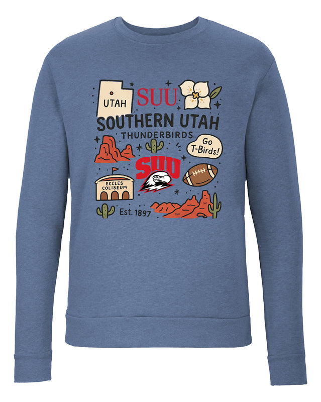 Southern Utah University Sweatshirt with Medley Design – Officially Licensed Crewneck Pullover Large Front