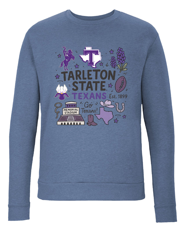 Tarleton State University Sweatshirt with Medley Design – Officially Licensed Crewneck Pullover Large Front