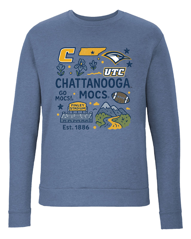 University of Tennessee at Chattanooga Sweatshirt with Medley Design – Officially Licensed Crewneck Pullover Large Front