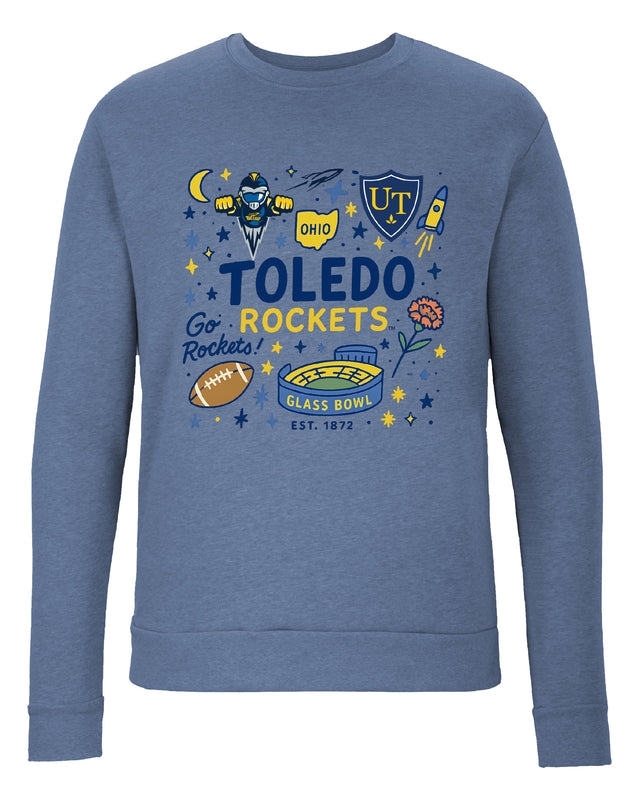 Toledo Rockets Sweatshirt with Medley Design – Officially Licensed Crewneck Pullover Large Front