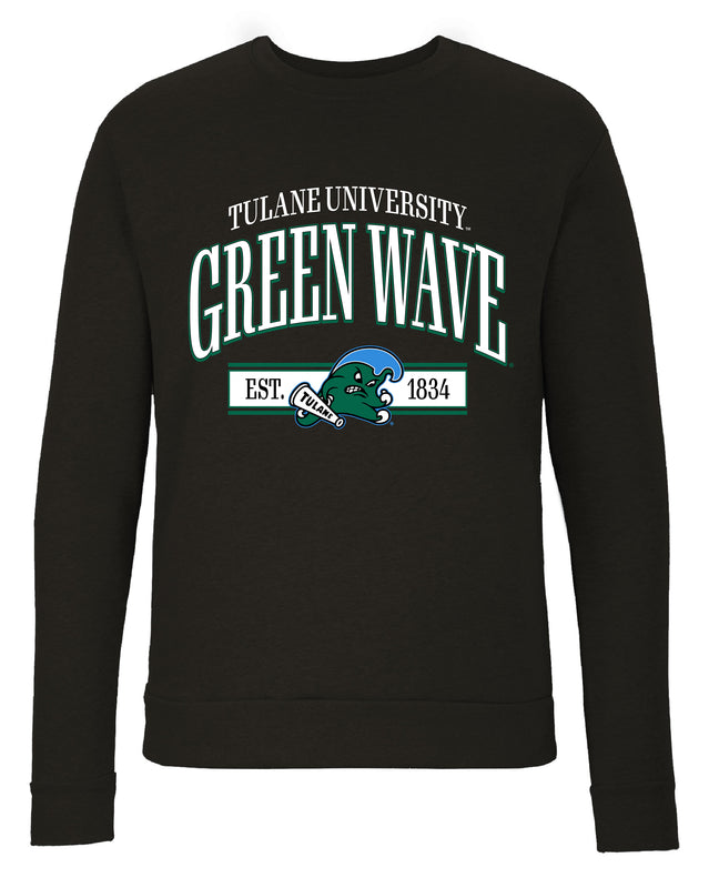 Tulane University Green Wave Sweatshirt with Mascot Graphics – Officially Licensed Crewneck Pullover Large Front