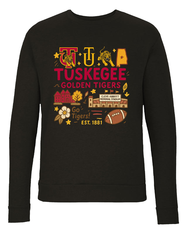 Tuskegee University Sweatshirt with Medley Design – Officially Licensed Crewneck Pullover Large Front
