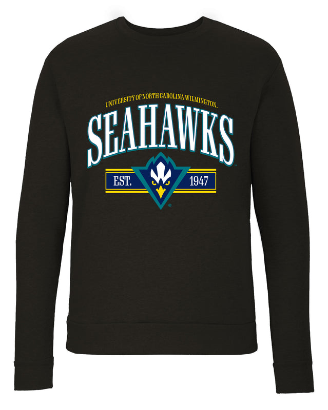 North Carolina Wilmington Seahawks Sweatshirt with Mascot Graphics – Officially Licensed Crewneck Pullover Large Front