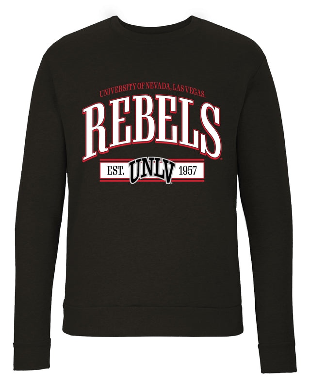 UNLV Rebels Sweatshirt with Mascot Graphics – Officially Licensed Crewneck Pullover Large Front