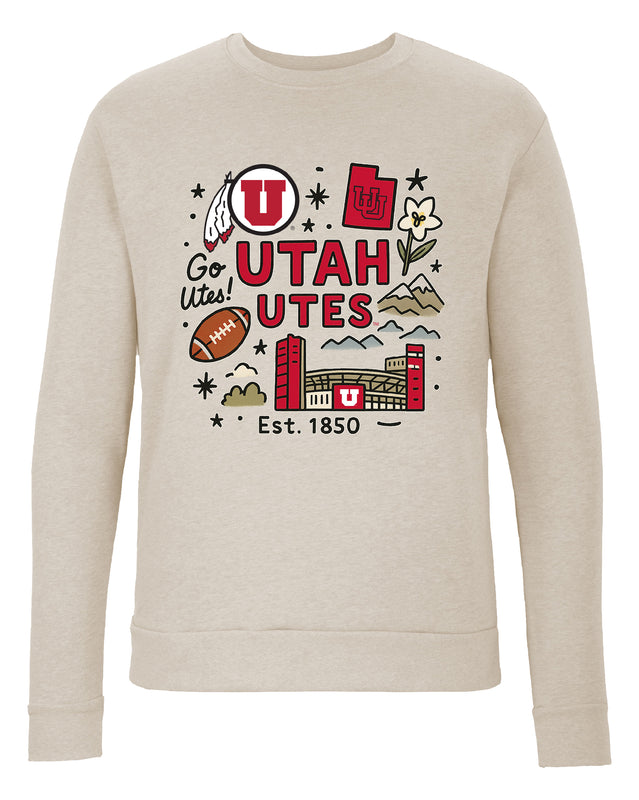 Utah Utes Sweatshirt with Medley Design – Officially Licensed Crewneck Pullover Large Front