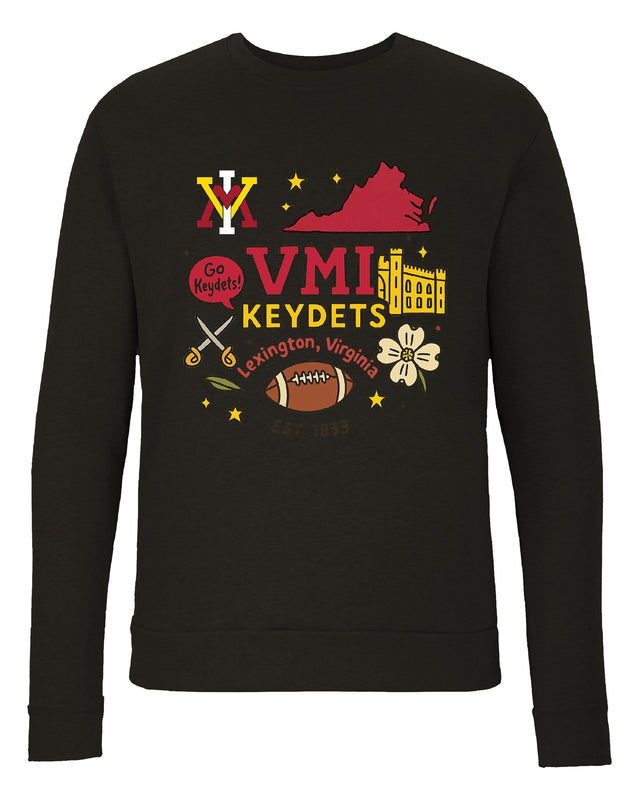 VMI Keydets Sweatshirt with Medley Design – Officially Licensed Crewneck Pullover Large Front