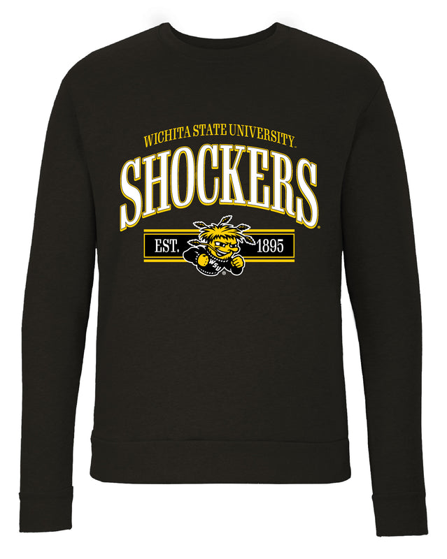 Wichita State Shockers Sweatshirt with Mascot Graphics – Officially Licensed Crewneck Pullover Large Front